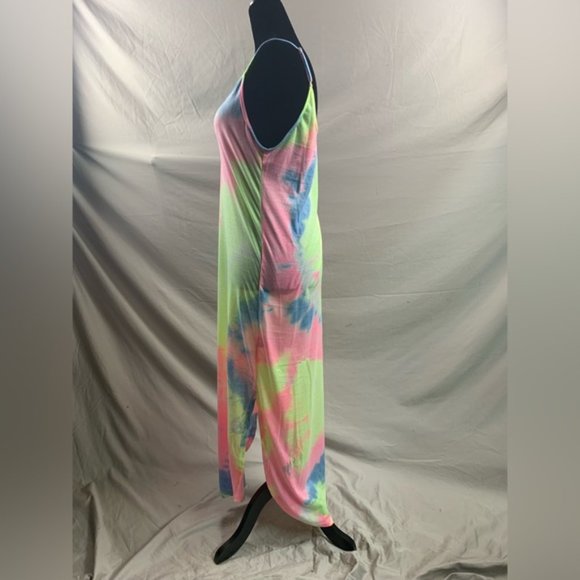 Tie Dye Split Side Curved Hem Dress - Picture 9 of 10